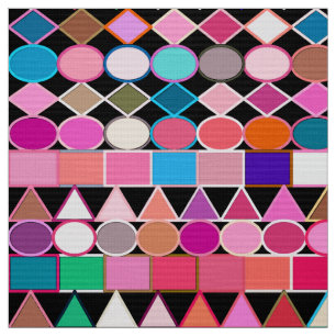 Modern Tribal Geometric, Jewel Colours on Black Fabric