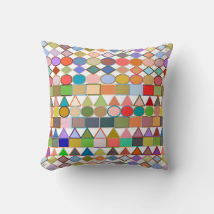 Modern Tribal Geometric, Multi Pastels on white Cushion