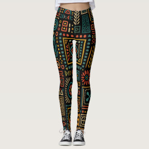 Modern Tribal Geometric Pattern Leggings