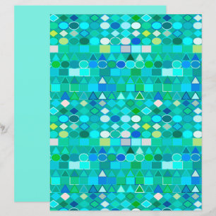 Modern Tribal Geometric, Sea Glass Aqua and Blue