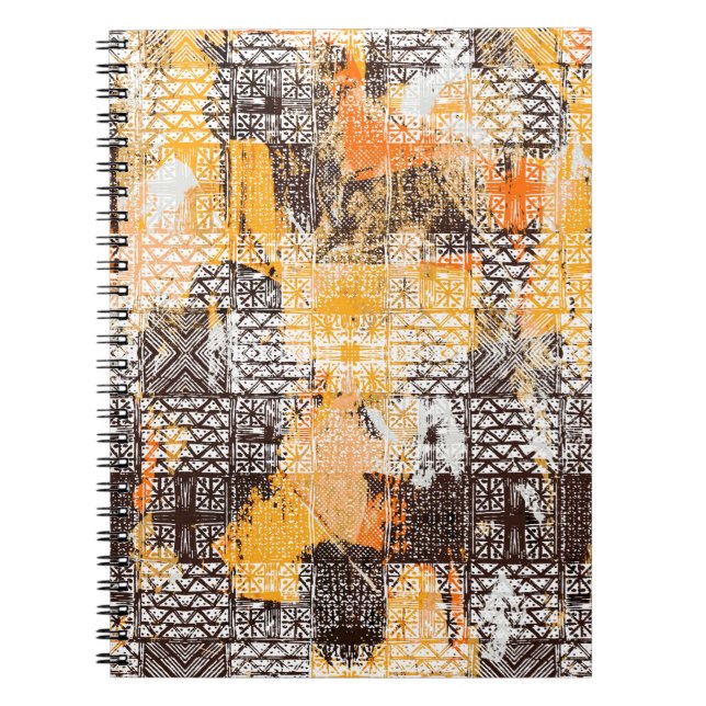 Modern tribal geometric seamless pattern notebook (Front)