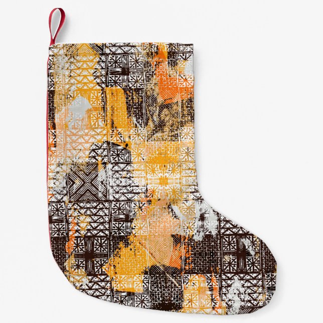 Modern tribal geometric seamless pattern small christmas stocking (Front)