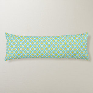 Modern tribal ikat blue yellow fashion body cushion