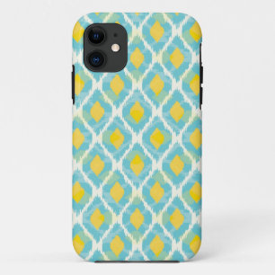 Modern tribal ikat blue yellow fashion iPhone 11 case