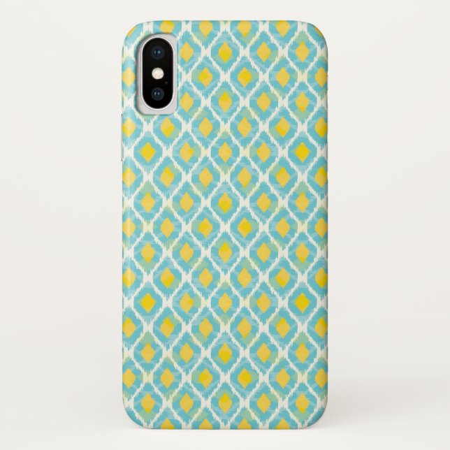 Modern tribal ikat blue yellow fashion Case-Mate iPhone case (Back)
