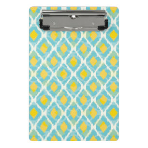 Modern tribal ikat blue yellow fashion mini clipboard