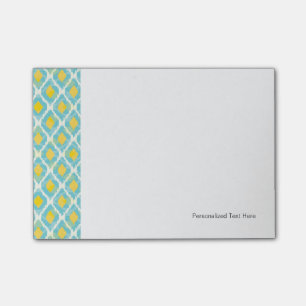 Modern tribal ikat blue yellow fashion post-it notes