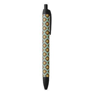 Modern tribal ikat blue yellow modern black ink pen
