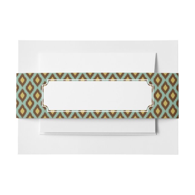 Modern tribal ikat blue yellow modern invitation belly band (Front Example)