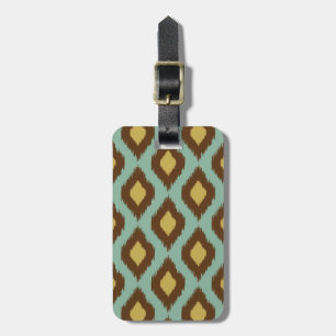 Modern tribal ikat blue yellow modern luggage tag