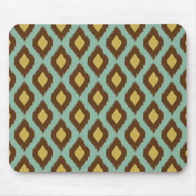 Modern tribal ikat blue yellow modern mouse mat (Front)