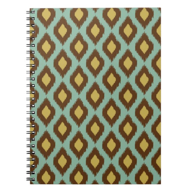 Modern tribal ikat blue yellow modern notebook (Front)