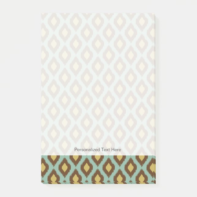 Modern tribal ikat blue yellow modern post-it notes (Front)