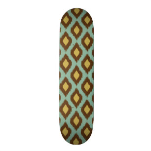 Modern tribal ikat blue yellow modern skateboard
