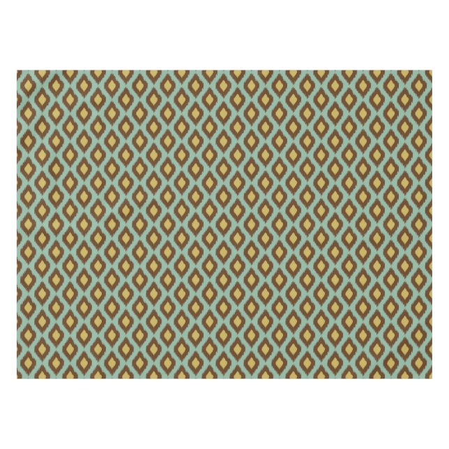Modern tribal ikat blue yellow modern tablecloth (Front (Horizontal))
