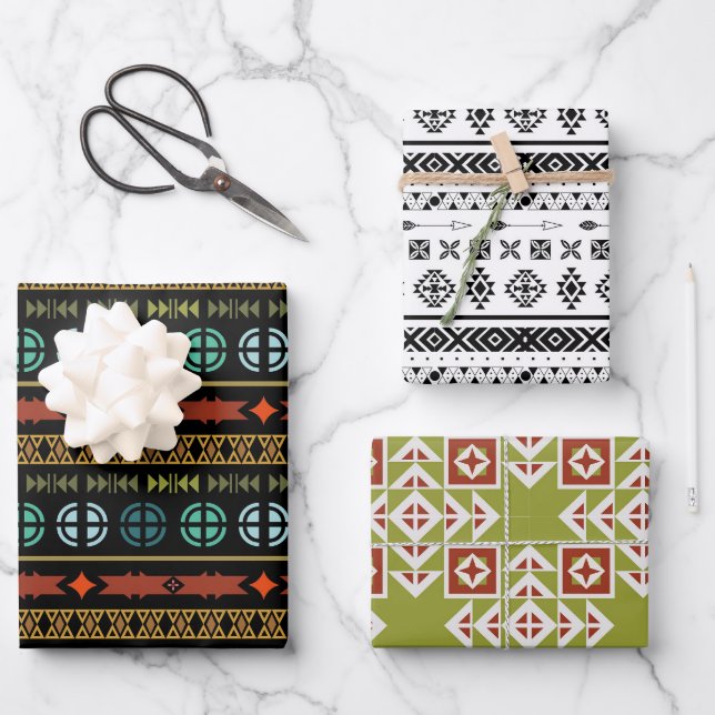 MODERN TRIBAL PATTERNS WRAPPING PAPER SHEET (Front)