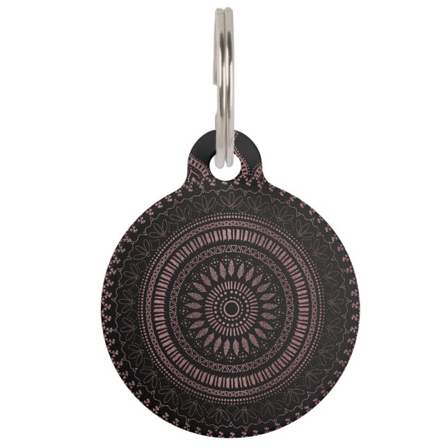 Modern tribal rose gold mandala design pet tag (Front)