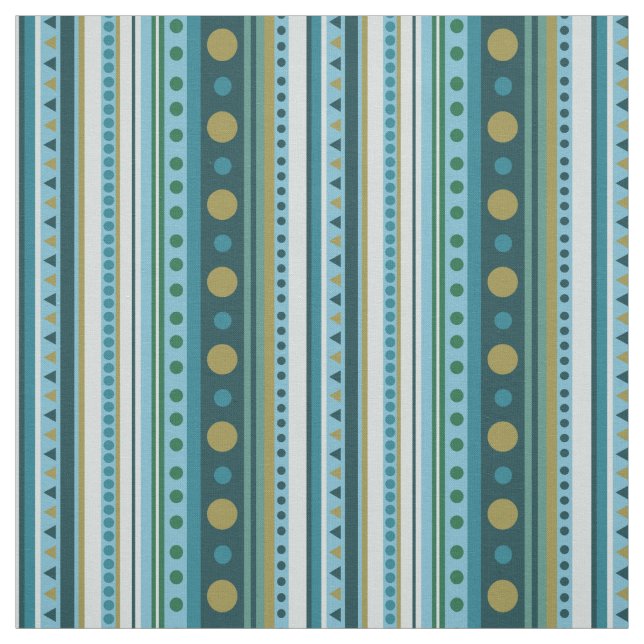Modern Tribal Teal Blue Stripes Fabric (Swatch)
