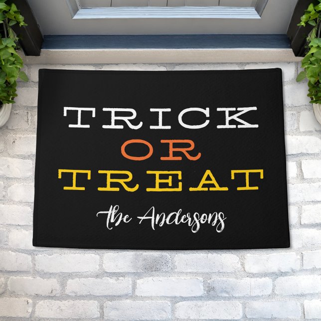 Modern Trick Or Treat Happy Halloween Personalised Doormat (Creator Uploaded)