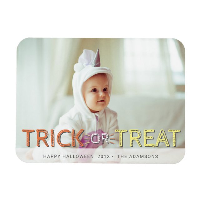 Modern Trick Or Treat Photo Halloween Magnet (Horizontal)
