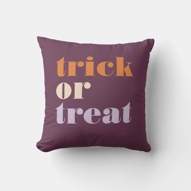 Modern Trick or Treat Throw Pillow (Front)