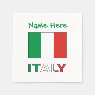 Modern Tricolore Name Here Italian Flag Napkin