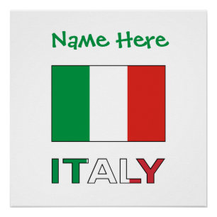 Modern Tricolore Name Here Italian Flag  Poster