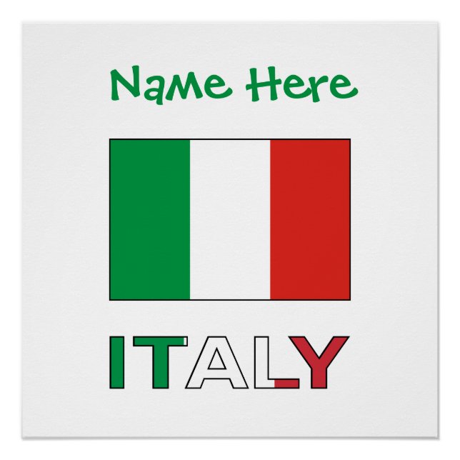Modern Tricolore Name Here Italian Flag  Poster (Front)