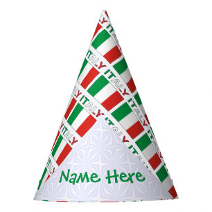 Modern Tricolore Name Here Italian Flag Tiled Party Hat