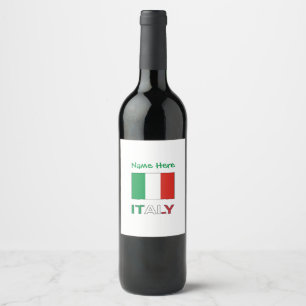 Modern Tricolore Name Here Italian Flag  Wine Label