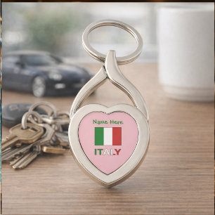 Modern Tricolore Personalized Name Italian Flag Key Ring