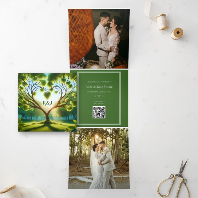 Modern Trifold Add Photo Wedding Announcement Card (Modern Trifold Add Photo Wedding Announcement Card)