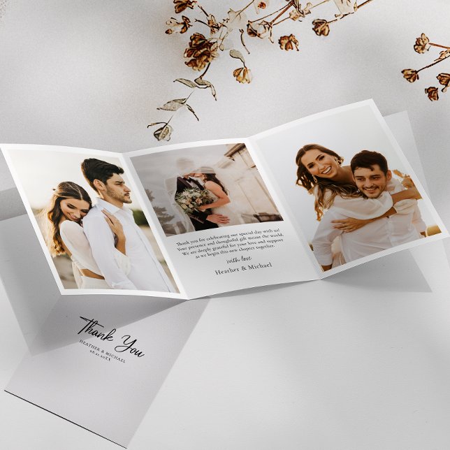 Modern Trifold Wedding Thank You Card (Elevate your thanks! Our trifold wedding cards let you share memories and heartfelt message.)