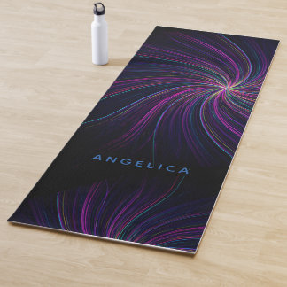 Modern Trippy Black and Pink Abstract Cool Dark Yoga Mat