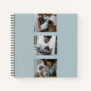 Modern Triptych 3-Photo Collage Journal - Blue