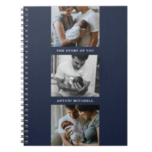 Modern Triptych 3-Photo Collage Journal - Navy