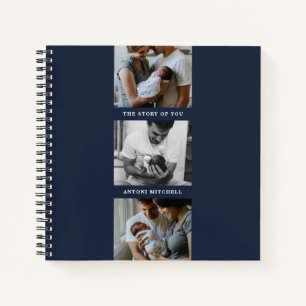 Modern Triptych 3-Photo Collage Journal - Navy