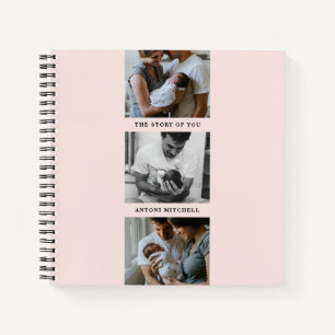 Modern Triptych 3-Photo Collage Journal - Pink