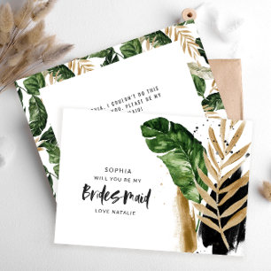 Modern tropical abstract painted Bridesmaid Invitation