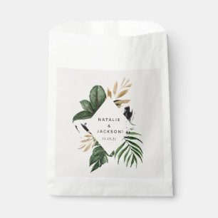 Modern tropical abstract painted wedding favour bags