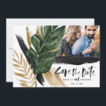 Modern tropical abstract painted wedding photo save the date<br><div class="desc">Modern tropical abstract painted wedding single photo save the date card. Part of a modern wedding collection.</div>