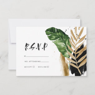 Modern tropical abstract painted wedding r.s.v.p RSVP card