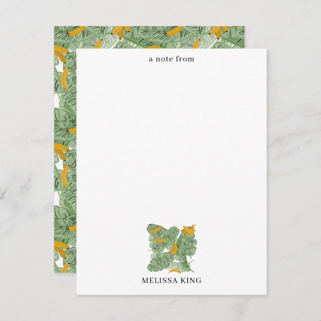 Modern Tropical Banana Greenery Custom Name Card (Front/Back)