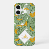 Modern Tropical Banana Greenery Pattern Monogram