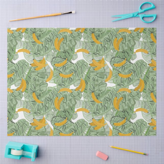 Modern Tropical Banana Greenery Pattern Tissue Paper (Craft)