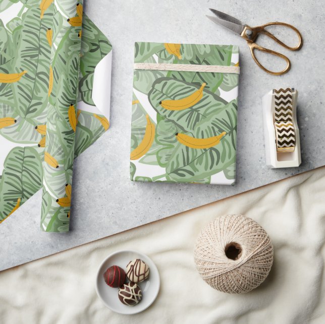 Modern Tropical Banana Greenery Pattern Wrapping Paper (Crafts)