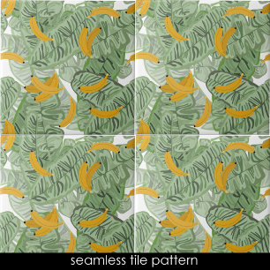 Modern Tropical Banana Greenery Seamless Pattern Tile