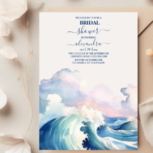 Modern Tropical Beach Ocean  Bridal Shower Invitation
