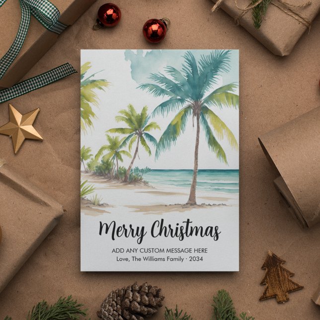 Modern Tropical Beach Palm Trees Christmas Holiday Card (Modern Tropical Beach Palm Trees Christmas Holiday Card
)