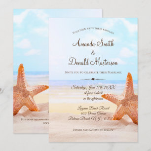 Modern Tropical Beach Starfish Wedding Invitation